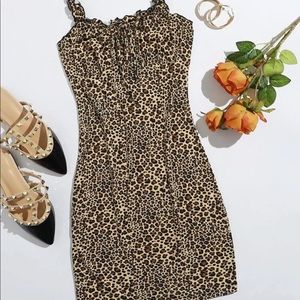 🌿 (2 for $15) SHEIN Frill Trim Leopard Dress